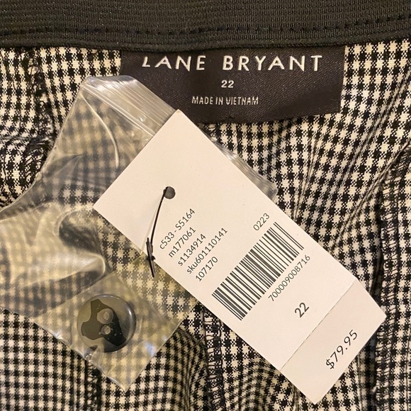 Lane Bryant NWT 22 Wide Leg Capri Pants High Rise Black White Gingham Checked - Picture 5 of 9